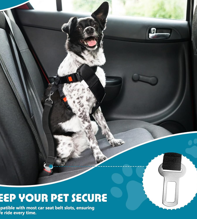 2 Pack Adjustable Dog Seat Belt for Car